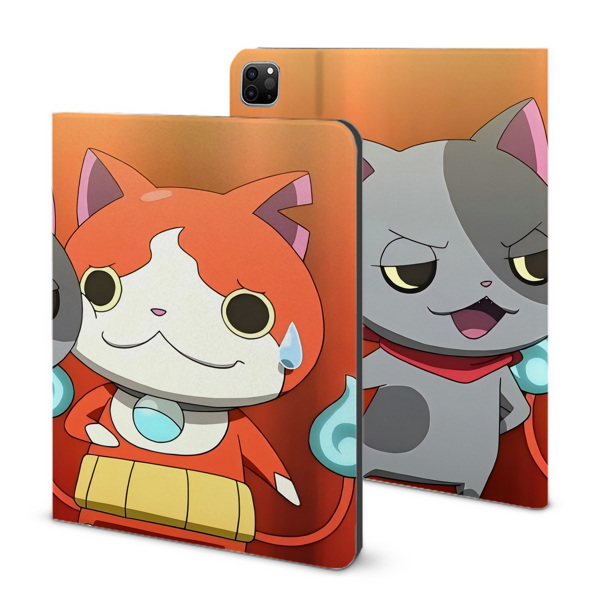 （画像用） 妖怪ウォッチ Yo-kai Watch IPad ケース ブック型 PUレザー TPU 耐衝撃 軽量 薄型 ペン収納なし 全面保護 IPad 各モデル対応